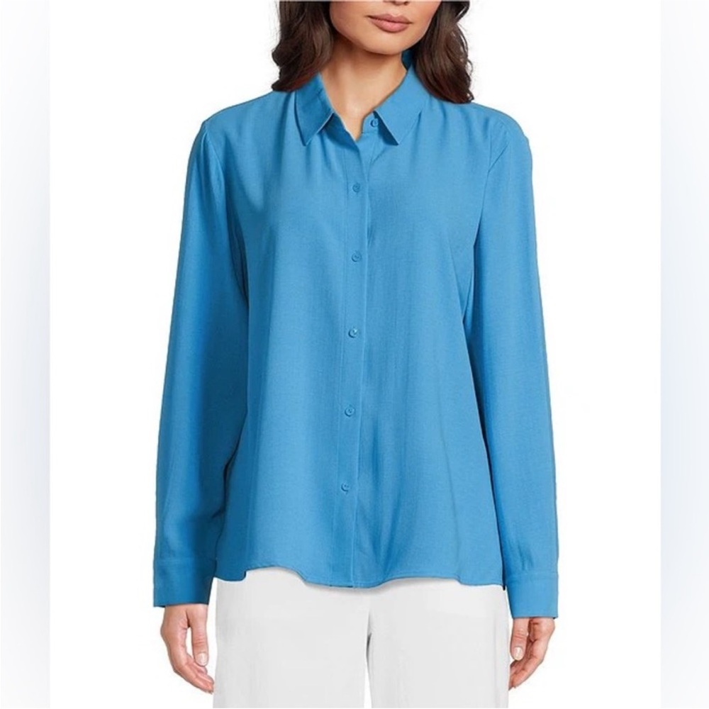 NWT Eileen Fisher Silk Georgette
Crepe Classic Collar Shirt